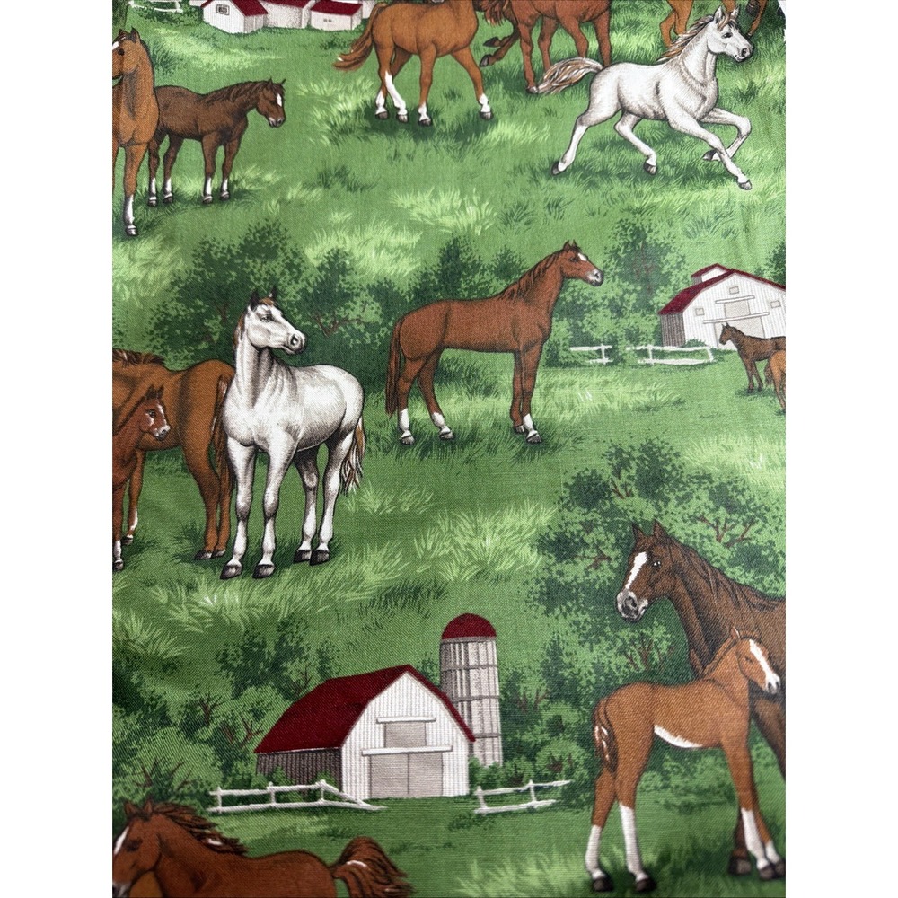 Cranston VIP Fabric Horse & Foal Barns Stables 100% Cotton 44" W 5 Yards